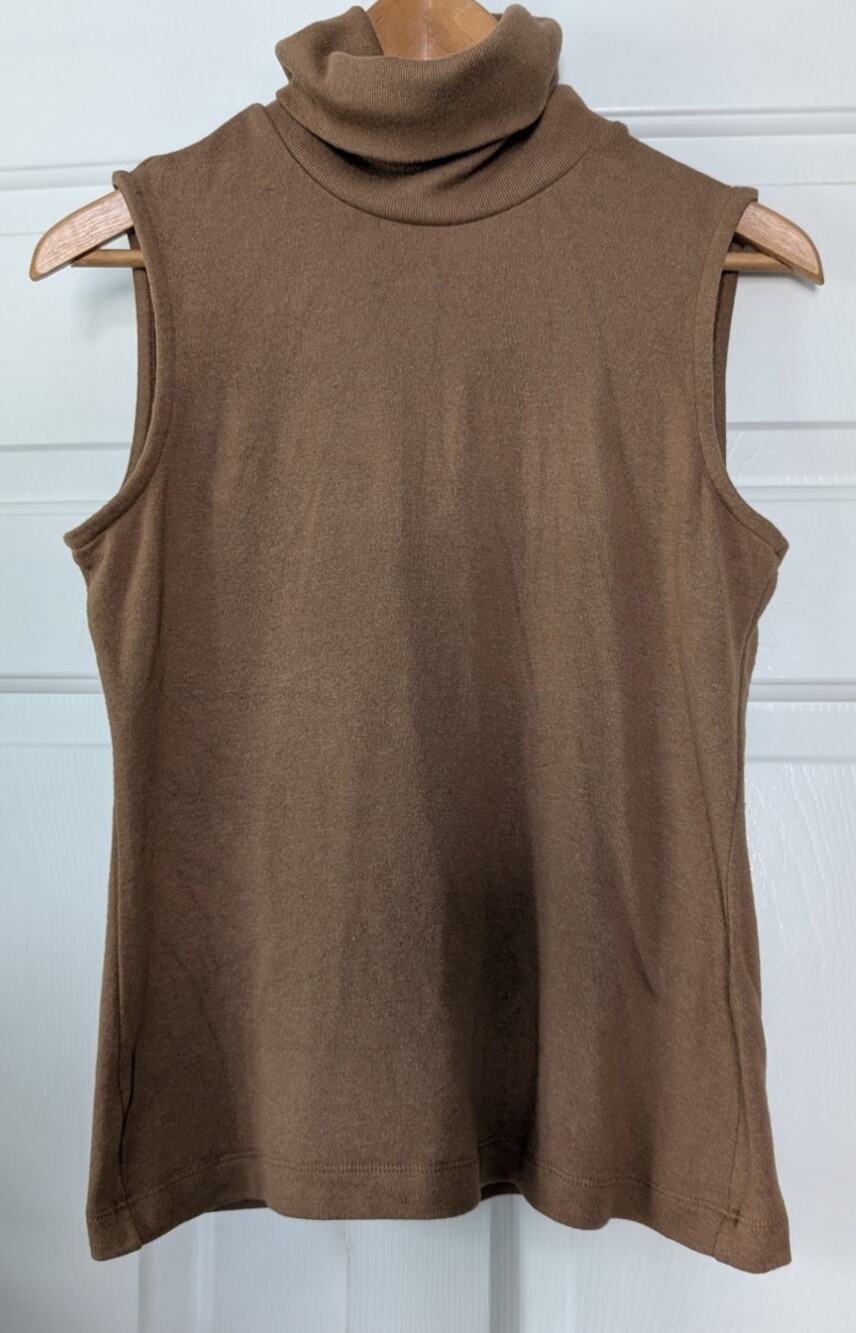 Banana Republic Factory Soft Luxe Tan Sleeveless Turtleneck Sweater